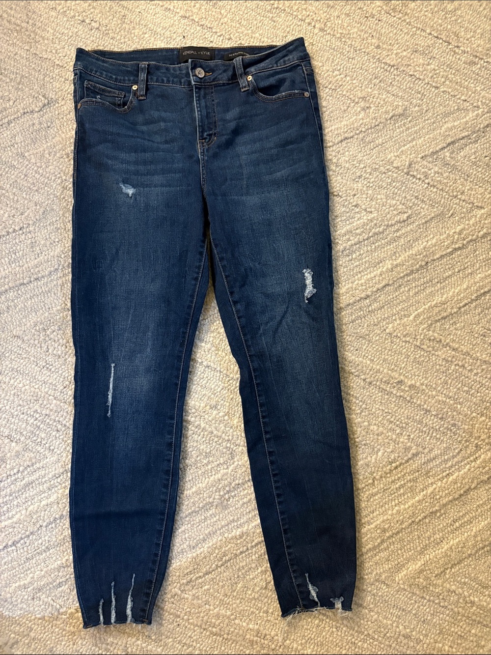 Kendall & Kylie Mid Wash Blue Distressed Skinny Jeans